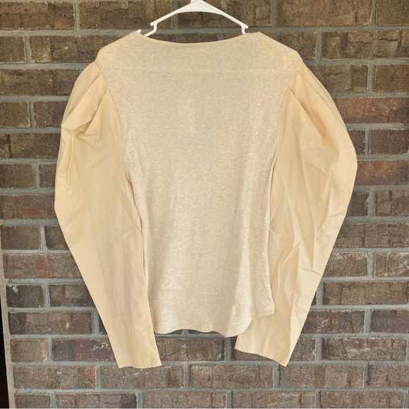 Ulla Johnson Cream Oatmeal Puff Sleeve Top XL NWT - Picture 3 of 3